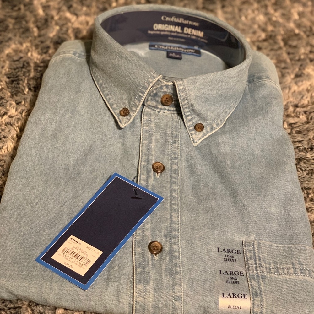 NWT Men’s Large Croft&Barrow denim long sleeve
